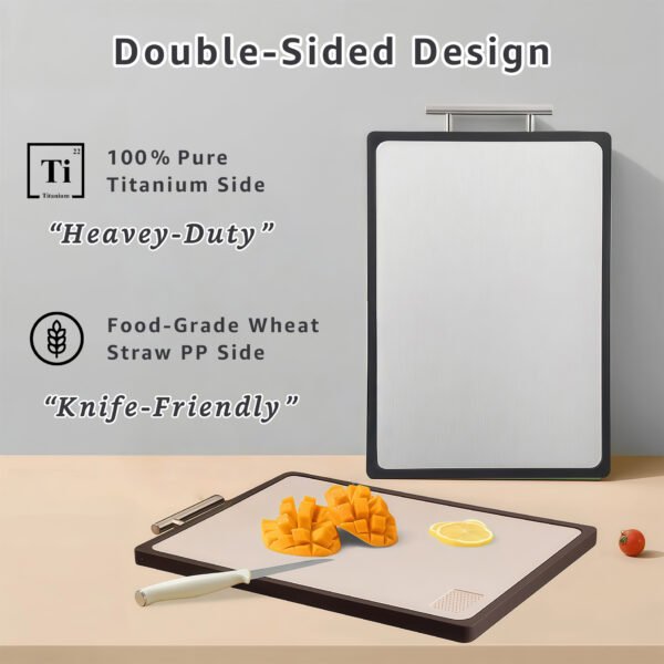 HKCBSLLHT1.PT02 Doubled-Sided Titanium & Wheat Straw Polypropylene Cutting Board